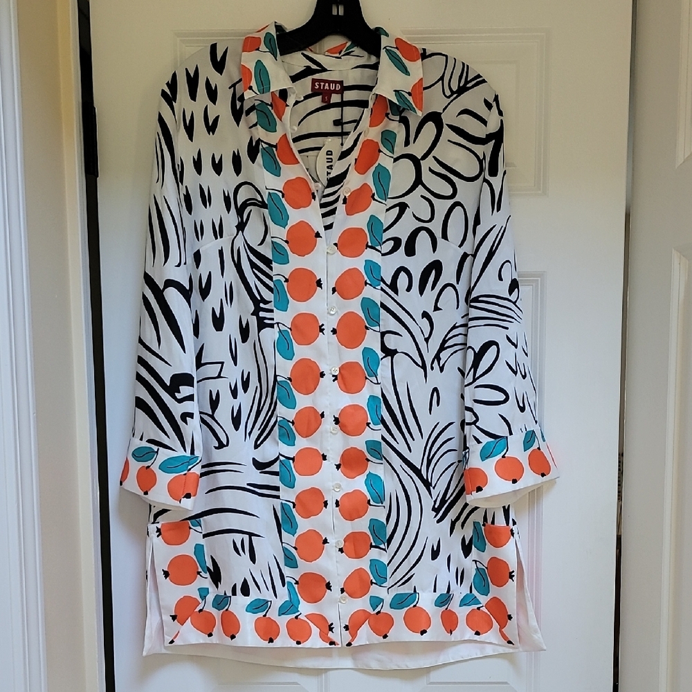 STAUD Parke Citrus Print Tunic Shirt Top Short Dress